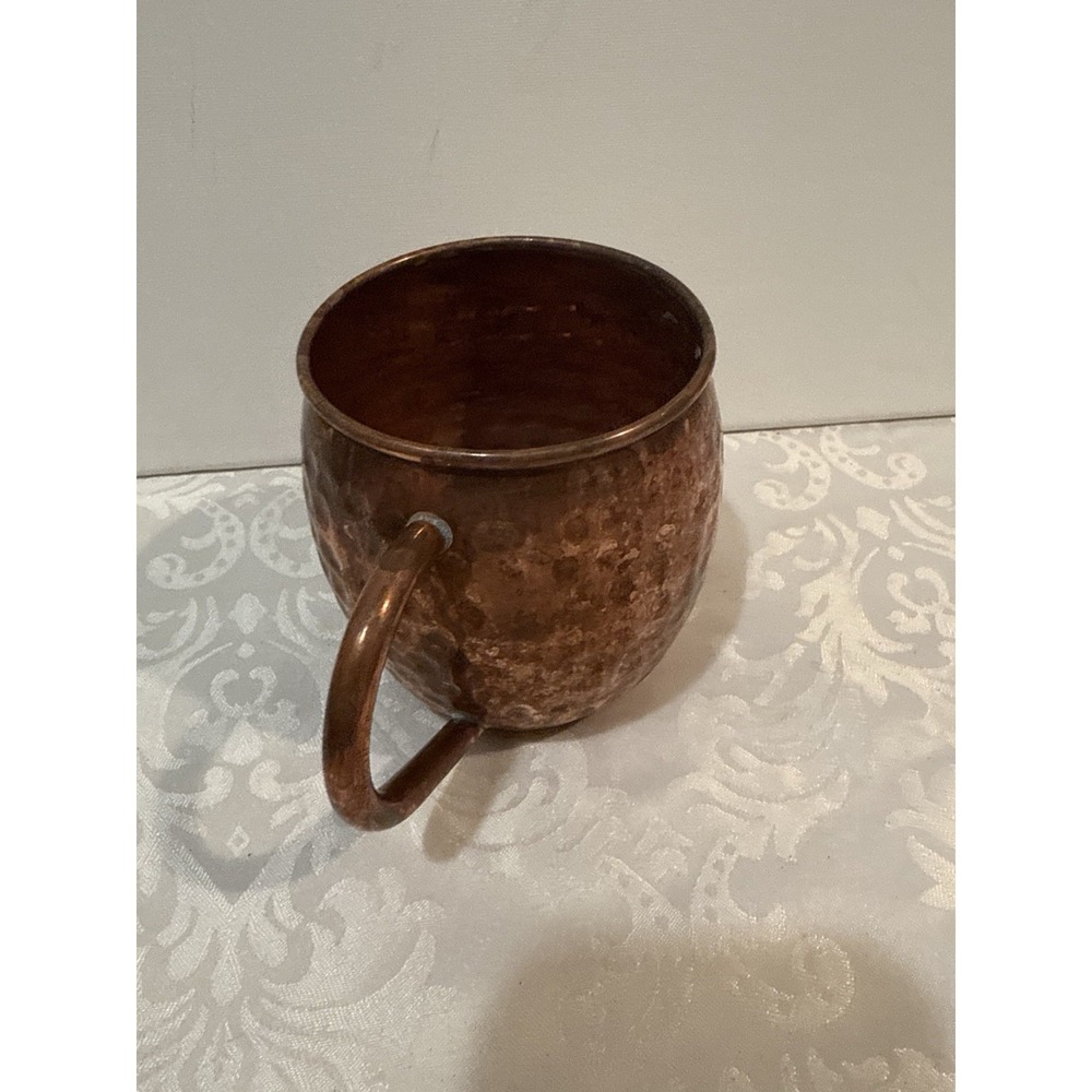 Vintage Hammered Copper Moscow Mule Mug with Brass Handle - Picture 3 of 7